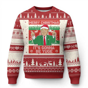 Funny Xmas Trump Ugly Christmas Sweater Merry Christmas It's Gonna Be Yuge TS09 Red Print Your Wear