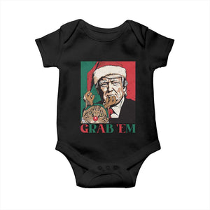 Funny Christmas Trump Baby Onesie Grab 'em Trump Hug Reindeer Cat TS09 Black Print Your Wear