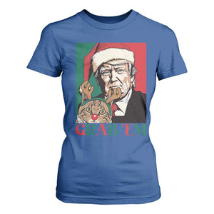 Funny Christmas Trump T Shirt For Women Grab 'em Trump Hug Reindeer Cat TS09 Royal Blue Print Your Wear