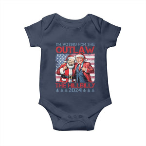 Christmas Trump Vance 2024 Baby Onesie I Voting For The Outlaw and The Hillbilly TS09 Navy Print Your Wear