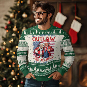 Xmas Trump Vance 2024 Ugly Christmas Sweater I Voting For The Outlaw and The Hillbilly TS09 Green Print Your Wear