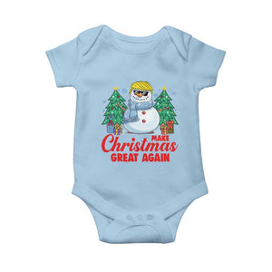 Make Christmas Great Again Baby Onesie Funny Trump Snowman Xmas TS09 Light Blue Print Your Wear