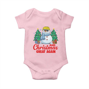 Make Christmas Great Again Baby Onesie Funny Trump Snowman Xmas TS09 Light Pink Print Your Wear