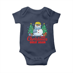 Make Christmas Great Again Baby Onesie Funny Trump Snowman Xmas TS09 Navy Print Your Wear