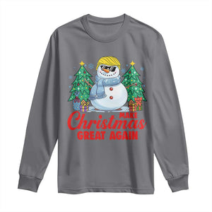 Make Christmas Great Again Long Sleeve Shirt Funny Trump Snowman Xmas TS09 Charcoal Print Your Wear