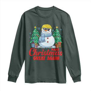 Make Christmas Great Again Long Sleeve Shirt Funny Trump Snowman Xmas TS09 Dark Forest Green Print Your Wear