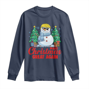 Make Christmas Great Again Long Sleeve Shirt Funny Trump Snowman Xmas TS09 Navy Print Your Wear
