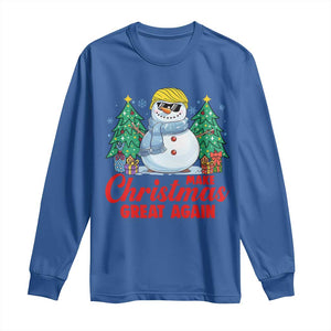 Make Christmas Great Again Long Sleeve Shirt Funny Trump Snowman Xmas TS09 Royal Blue Print Your Wear