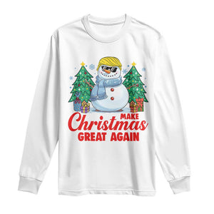 Make Christmas Great Again Long Sleeve Shirt Funny Trump Snowman Xmas TS09 White Print Your Wear
