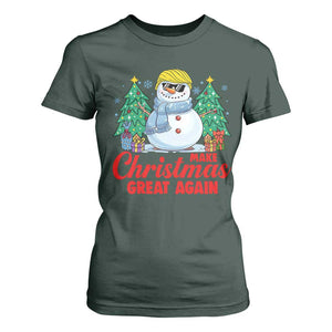 Make Christmas Great Again T Shirt For Women Funny Trump Snowman Xmas TS09 Dark Forest Green Print Your Wear