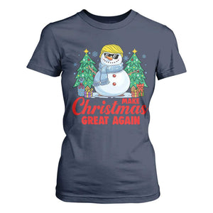 Make Christmas Great Again T Shirt For Women Funny Trump Snowman Xmas TS09 Navy Print Your Wear