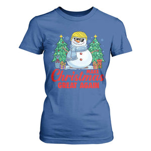 Make Christmas Great Again T Shirt For Women Funny Trump Snowman Xmas TS09 Royal Blue Print Your Wear