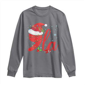 Funny Christmas Kamala Long Sleeve Shirt Comma La Harris Santa Hat TS09 Charcoal Print Your Wear