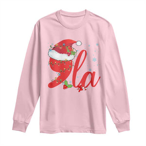 Funny Christmas Kamala Long Sleeve Shirt Comma La Harris Santa Hat TS09 Light Pink Print Your Wear