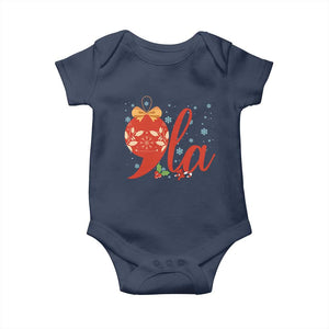 Funny Christmas Kamala Baby Onesie Comma La Harris Bauble TS09 Navy Print Your Wear