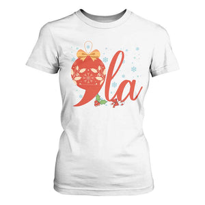 Funny Christmas Kamala T Shirt For Women Comma La Harris Bauble TS09 White Print Your Wear