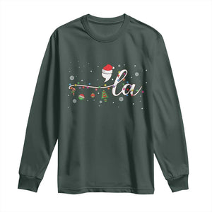 Funny Christmas Kamala Long Sleeve Shirt Comma La Harris Christmas Tree TS09 Dark Forest Green Print Your Wear