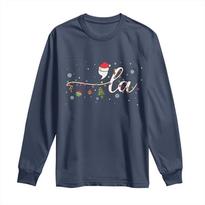 Funny Christmas Kamala Long Sleeve Shirt Comma La Harris Christmas Tree TS09 Navy Print Your Wear