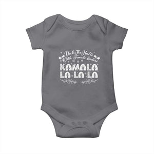 Funny Christmas Kamala Baby Onesie Deck The Halls With Female Leaders Madam President TS09 Charcoal Print Your Wear