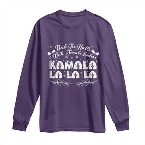 Funny Christmas Kamala Long Sleeve Shirt Deck The Halls With Female Leaders Madam President TS09 Purple Print Your Wear