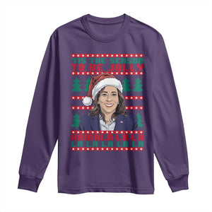 Funny Christmas Kamala Long Sleeve Shirt Tis The Season To Be Jolly Kamala La La TS09 Purple Print Your Wear