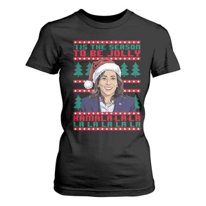 Funny Christmas Kamala T Shirt For Women Tis The Season To Be Jolly Kamala La La TS09 Black Print Your Wear