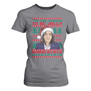 Funny Christmas Kamala T Shirt For Women Tis The Season To Be Jolly Kamala La La TS09 Charcoal Print Your Wear