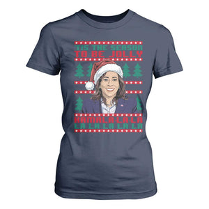Funny Christmas Kamala T Shirt For Women Tis The Season To Be Jolly Kamala La La TS09 Navy Print Your Wear