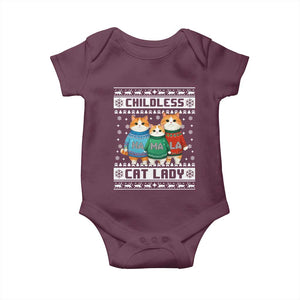 Christmas Childless Cat Lady Baby Onesie Cute Cats Cat Mom Meowy Xmas Kamala 2024 TS09 Maroon Print Your Wear