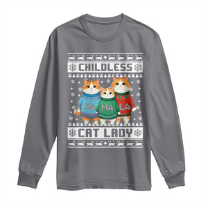 Christmas Childless Cat Lady Long Sleeve Shirt Cute Cats Cat Mom Meowy Xmas Kamala 2024 TS09 Charcoal Print Your Wear