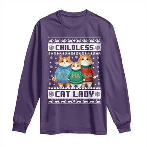 Christmas Childless Cat Lady Long Sleeve Shirt Cute Cats Cat Mom Meowy Xmas Kamala 2024 TS09 Purple Print Your Wear