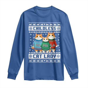 Christmas Childless Cat Lady Long Sleeve Shirt Cute Cats Cat Mom Meowy Xmas Kamala 2024 TS09 Royal Blue Print Your Wear