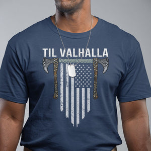 Viking T Shirt Til Valhalla American Axe Flag Norse Mythology TS09 Navy Printyourwear