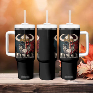 Viking Tumbler With Handle Until Valhalla US Flag Vintage Mythology TS09 Print Your Wear