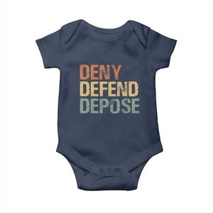 Retro Deny Defend Depose Baby Onesie TS09 Navy Print Your Wear