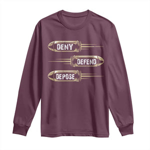Bullet Deny Defend Depose Long Sleeve Shirt TS09 Maroon Print Your Wear