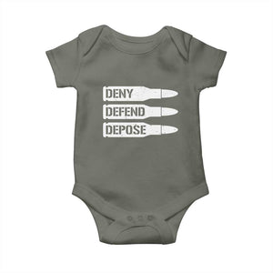 Deny Defend Depose Bullet Baby Onesie TS09 Military Green Print Your Wear