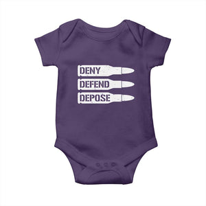Deny Defend Depose Bullet Baby Onesie TS09 Purple Print Your Wear