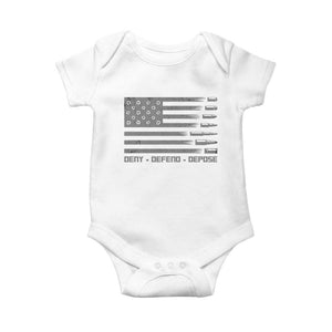 Deny Defend Depose Baby Onesie Bullet America Flag TS09 White Print Your Wear