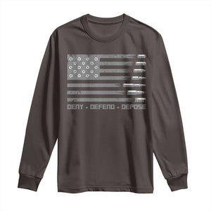 Deny Defend Depose Long Sleeve Shirt Bullet America Flag TS09 Dark Chocolate Print Your Wear