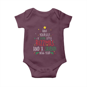 Funny Xmas Baby Onesie Have Yourself A Sigma Little Rizzmas And A Skibidi New Year TS09 Maroon Print Your Wear