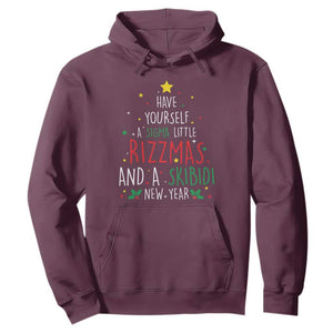 Funny Xmas Hoodie Have Yourself A Sigma Little Rizzmas And A Skibidi New Year TS09 Maroon Print Your Wear