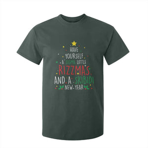 Funny Xmas T Shirt For Kid Have Yourself A Sigma Little Rizzmas And A Skibidi New Year TS09 Dark Forest Green Print Your Wear