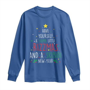 Funny Xmas Long Sleeve Shirt Have Yourself A Sigma Little Rizzmas And A Skibidi New Year TS09 Royal Blue Print Your Wear
