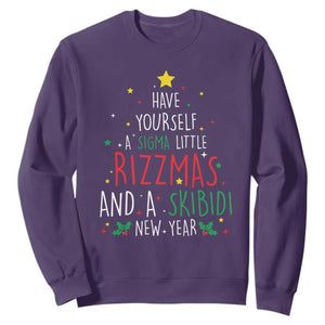 Funny Xmas Sweatshirt Have Yourself A Sigma Little Rizzmas And A Skibidi New Year TS09 Purple Print Your Wear
