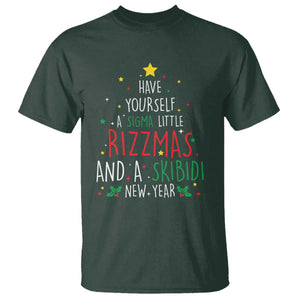 Funny Xmas T Shirt Have Yourself A Sigma Little Rizzmas And A Skibidi New Year TS09 Dark Forest Green Print Your Wear