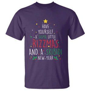 Funny Xmas T Shirt Have Yourself A Sigma Little Rizzmas And A Skibidi New Year TS09 Purple Print Your Wear