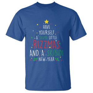 Funny Xmas T Shirt Have Yourself A Sigma Little Rizzmas And A Skibidi New Year TS09 Royal Blue Print Your Wear