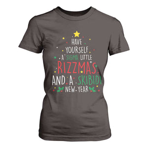 Funny Xmas T Shirt For Women Have Yourself A Sigma Little Rizzmas And A Skibidi New Year TS09 Dark Chocolate Print Your Wear