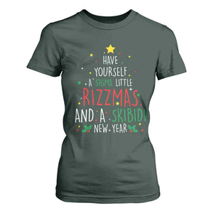Funny Xmas T Shirt For Women Have Yourself A Sigma Little Rizzmas And A Skibidi New Year TS09 Dark Forest Green Print Your Wear